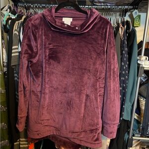 Elegant Velvet Cowl Neck Sweater in Rich Purple